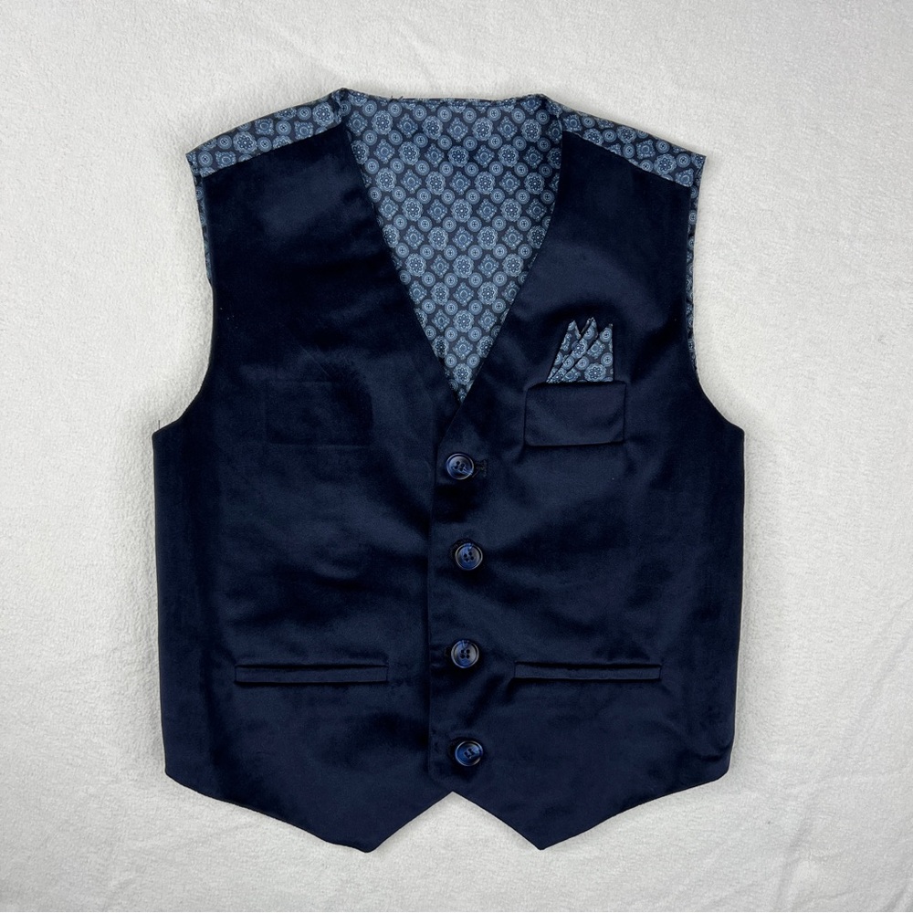 Isaac Mizrahi Boys Suit Vest 4 Blue Velvet Vest